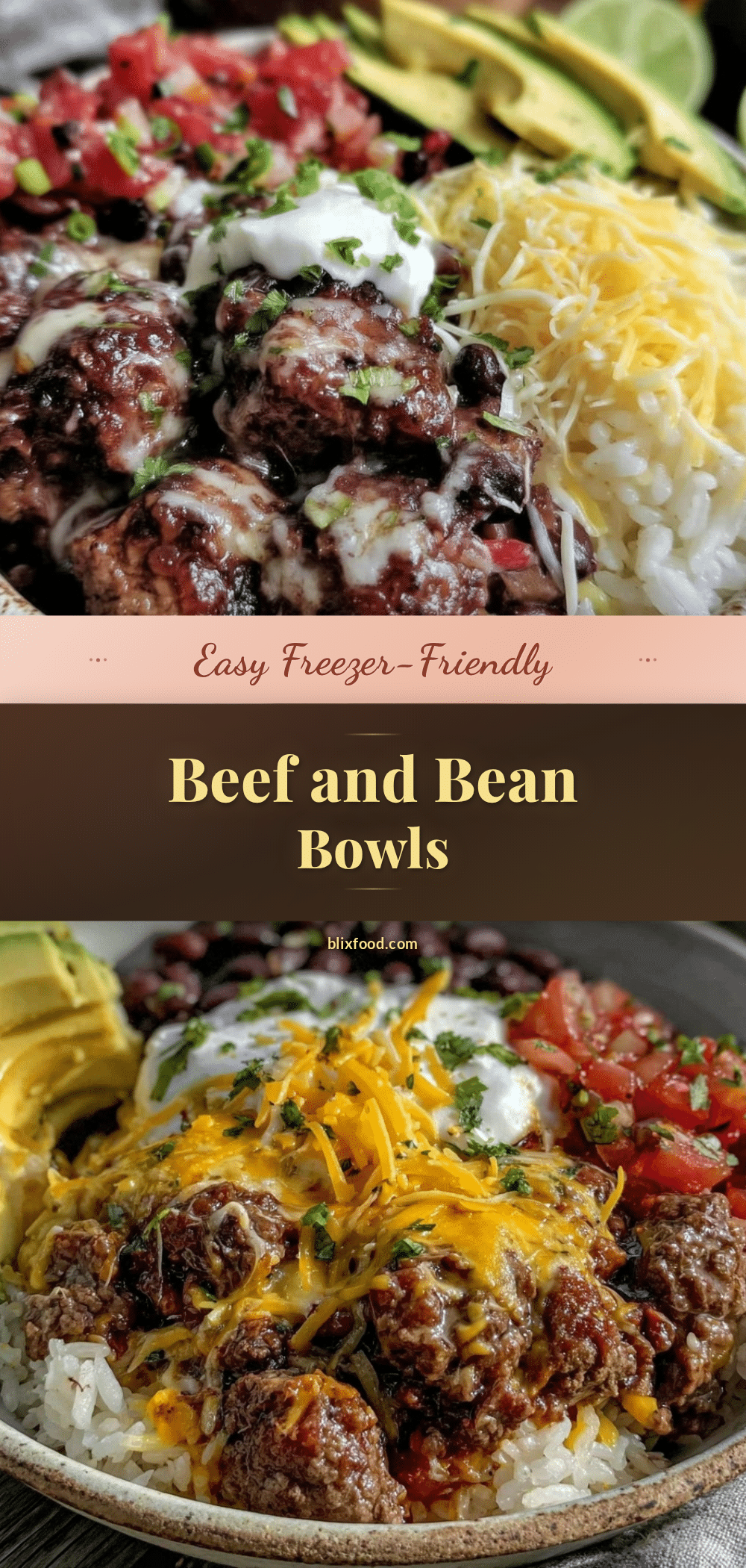 freezer-friendly beef and bean burrito bowls recipe