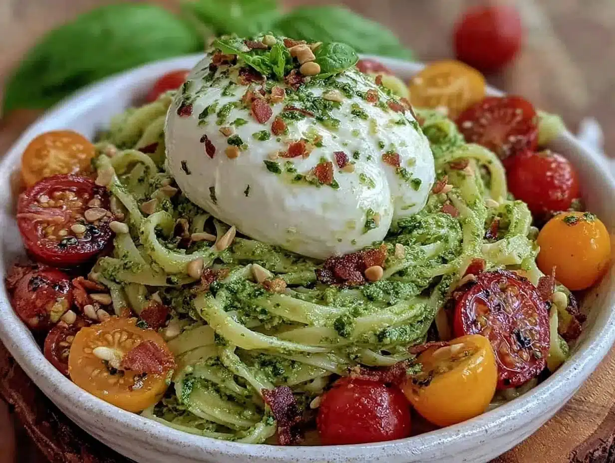 fresh garlic scape pesto pasta preparation steps