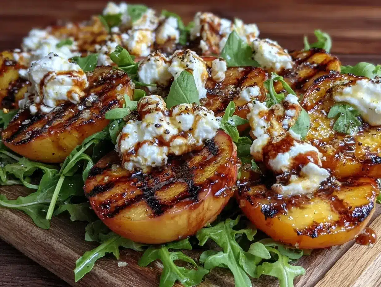 fresh grilled peach and burrata salad preparation steps