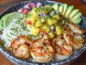 fresh grilled shrimp taco bowl - featured image