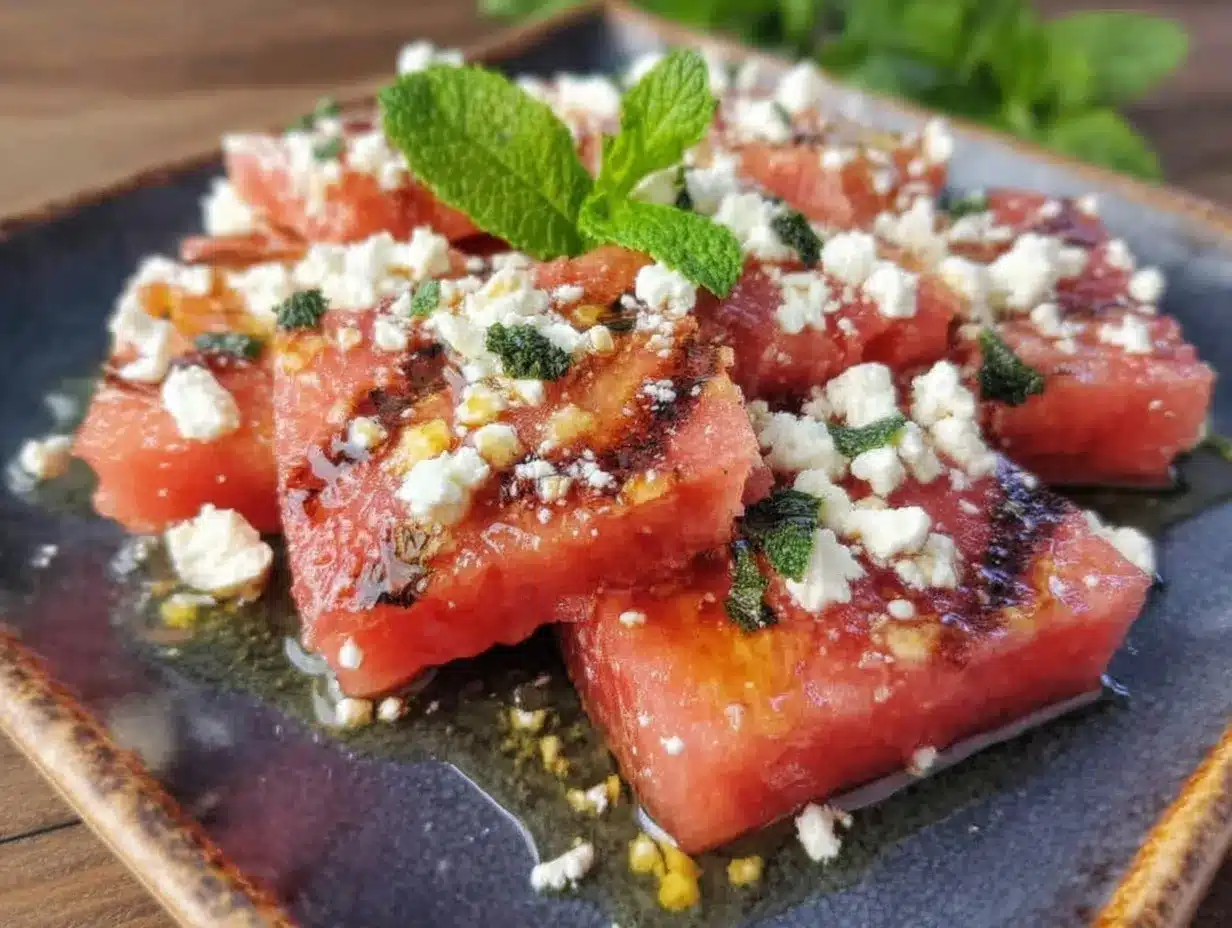 fresh grilled watermelon salad preparation steps