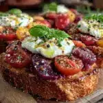 fresh heirloom tomato bruschetta - featured image