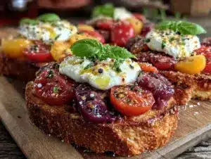 fresh heirloom tomato bruschetta - featured image