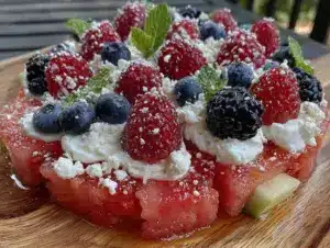 fresh no-bake watermelon pizza - featured image