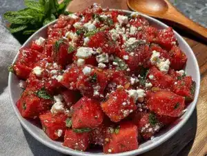fresh watermelon feta mint salad - featured image