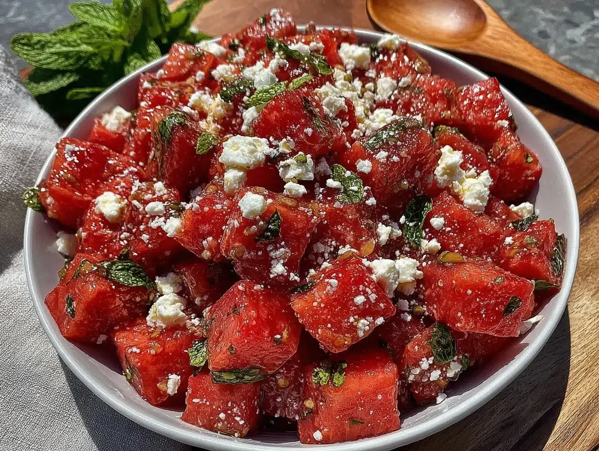 fresh watermelon feta mint salad - featured image