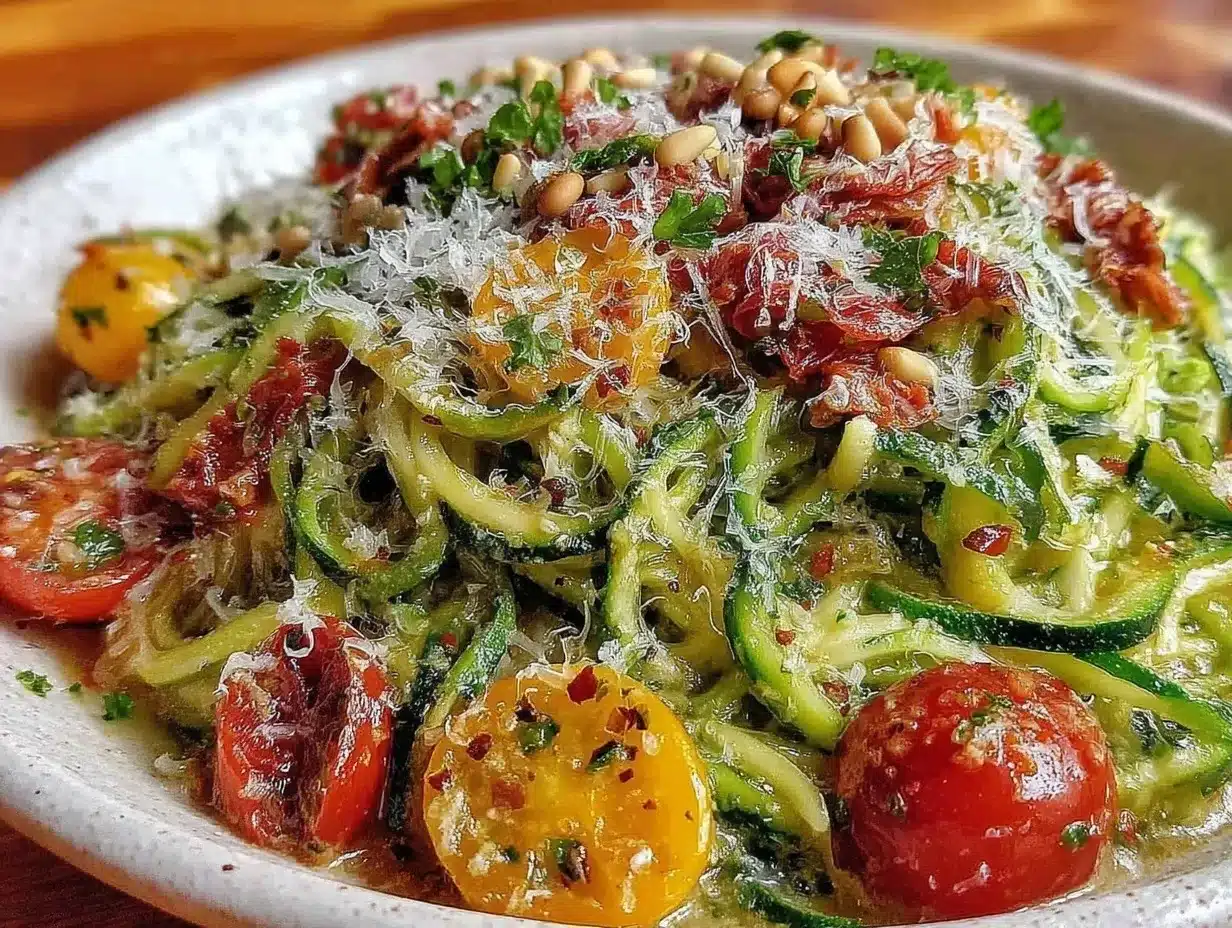 Fresh Zucchini Noodle Primavera preparation steps