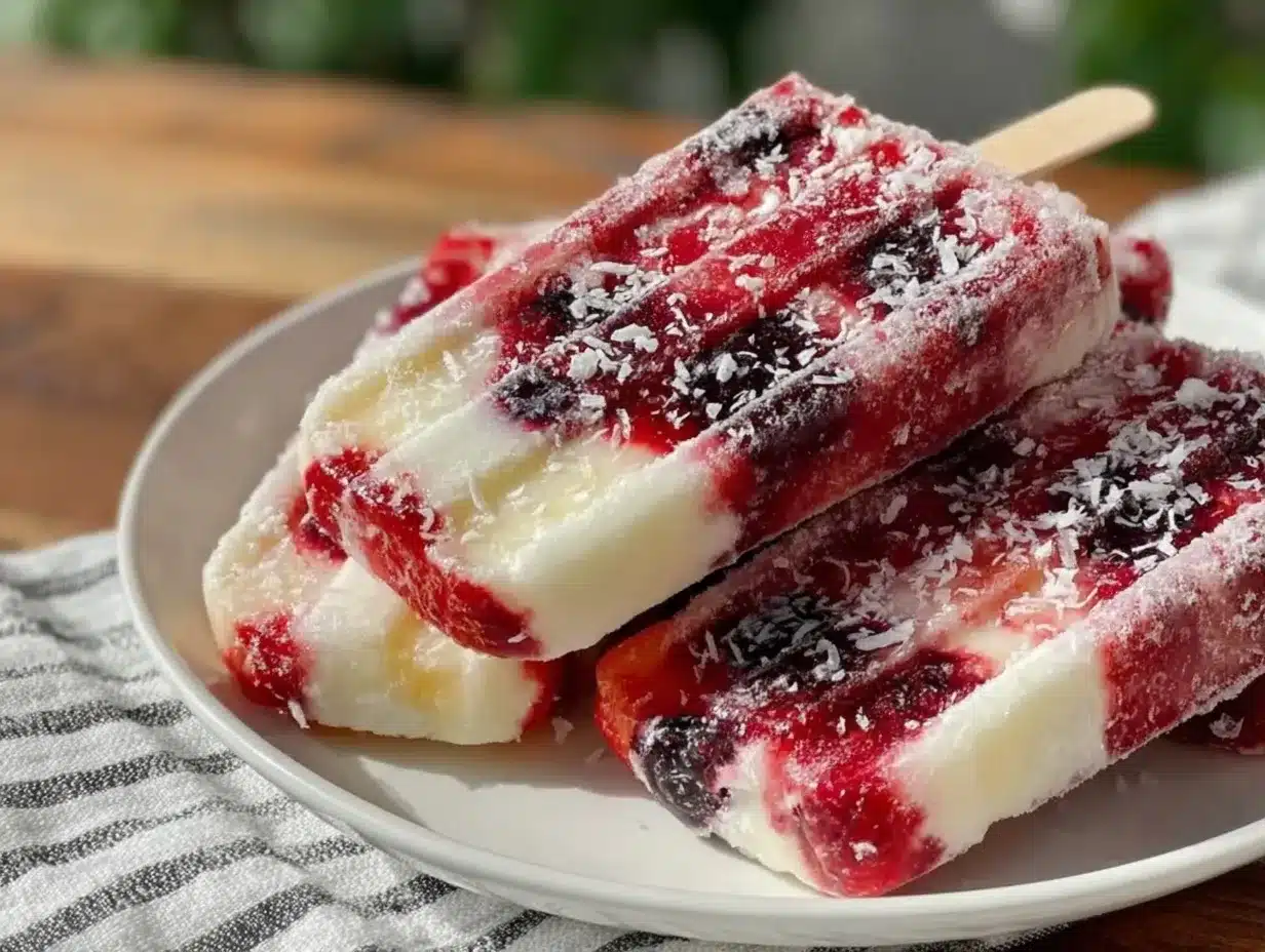 frozen red white and blue popsicles preparation steps
