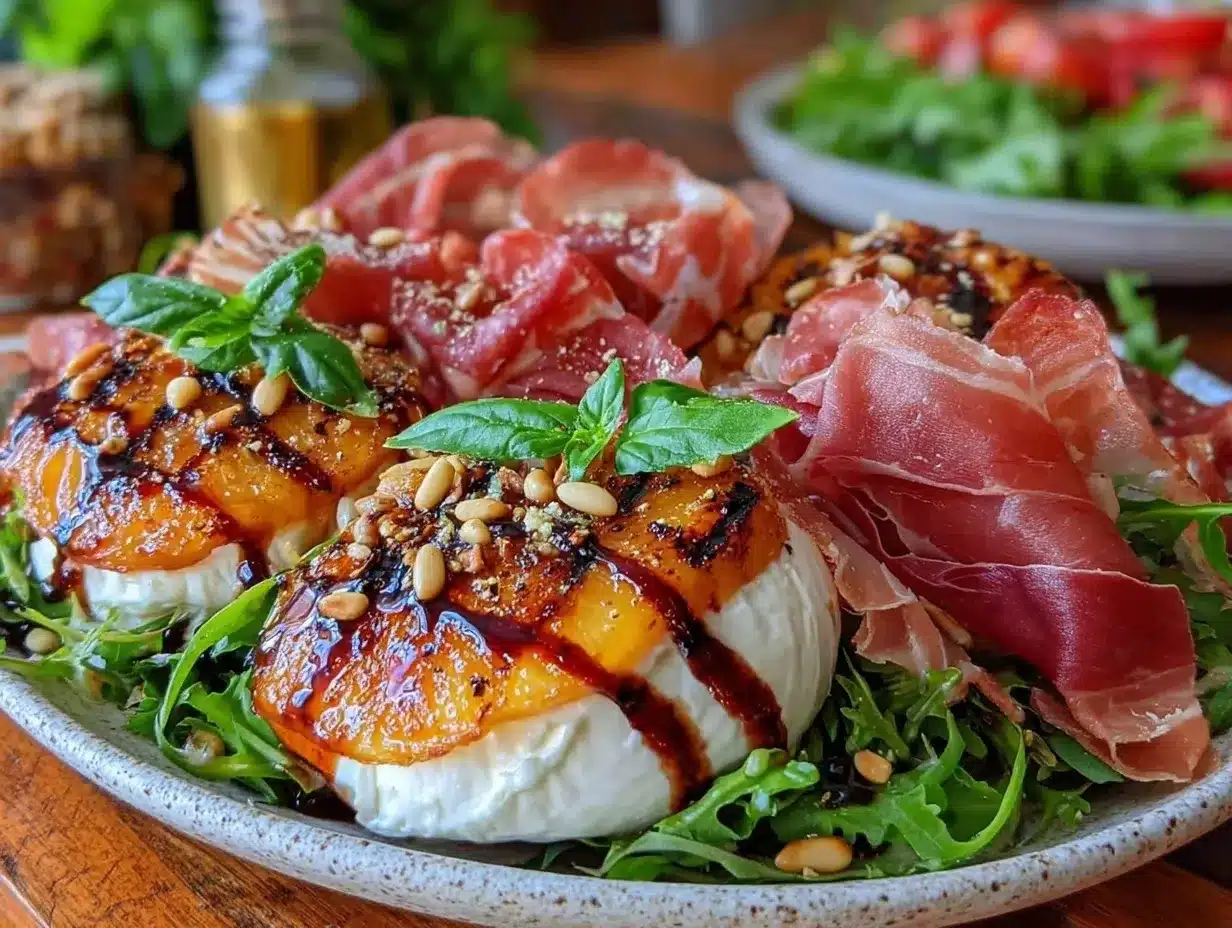 grilled peach burrata salad preparation steps