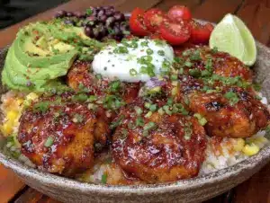 healthy high-protein chicken burrito bowl - featured image