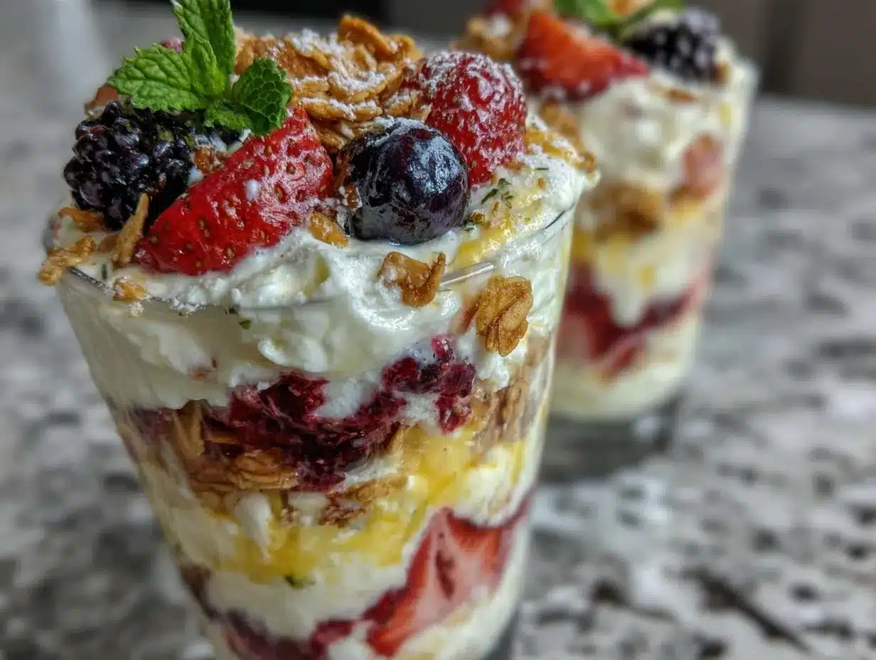 Healthy High-Protein Greek Yogurt Parfait preparation steps