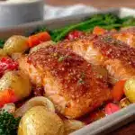honey garlic salmon sheet pan dinner - featured image