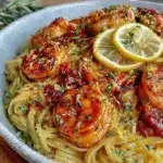 lemon garlic shrimp pasta - featured image