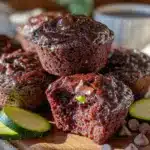 moist chocolate zucchini muffins - featured image