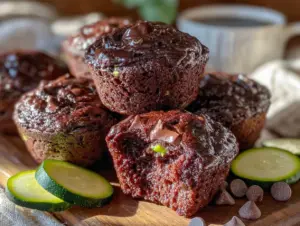 moist chocolate zucchini muffins - featured image