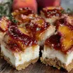 no-bake peach cheesecake bars - featured image