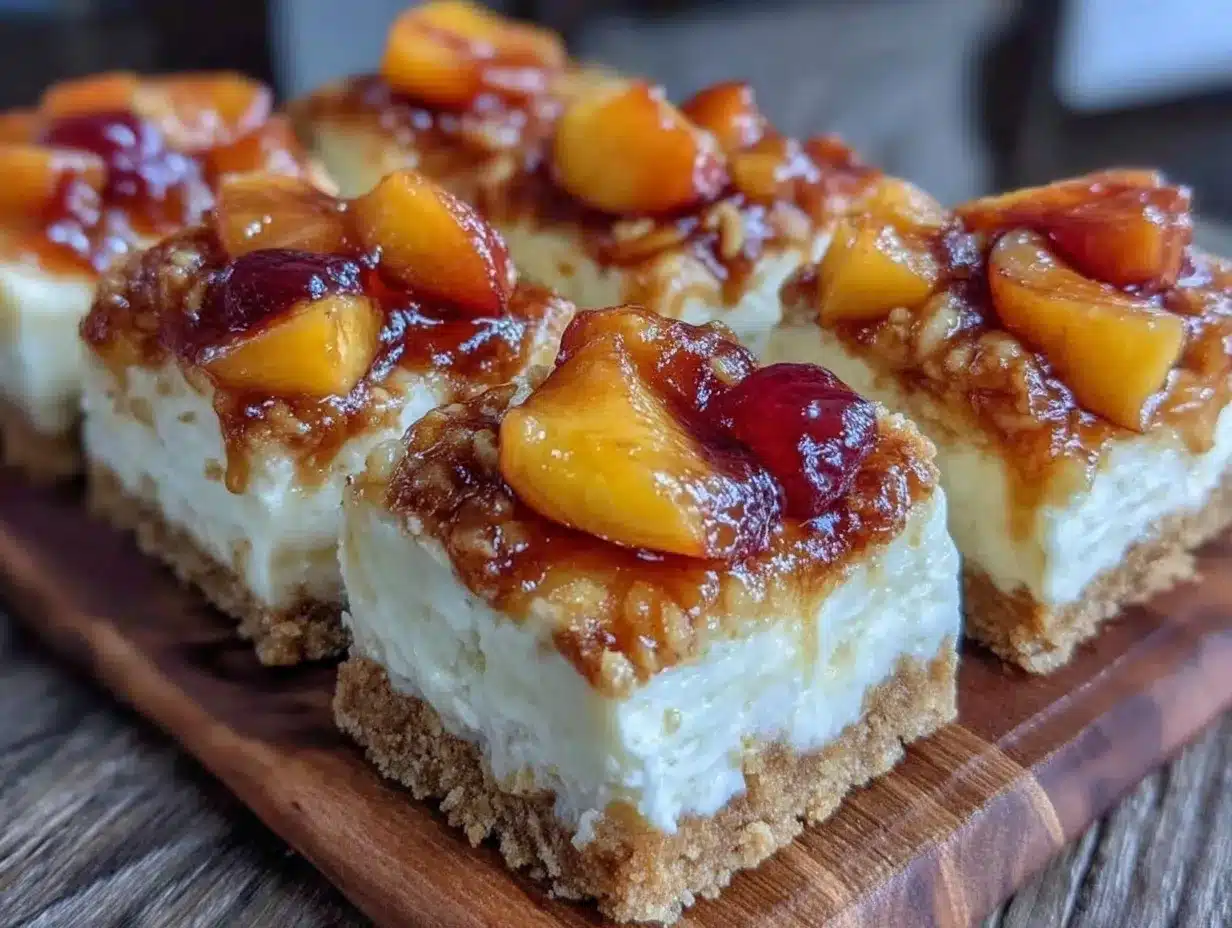 no-bake peach cheesecake bars preparation steps