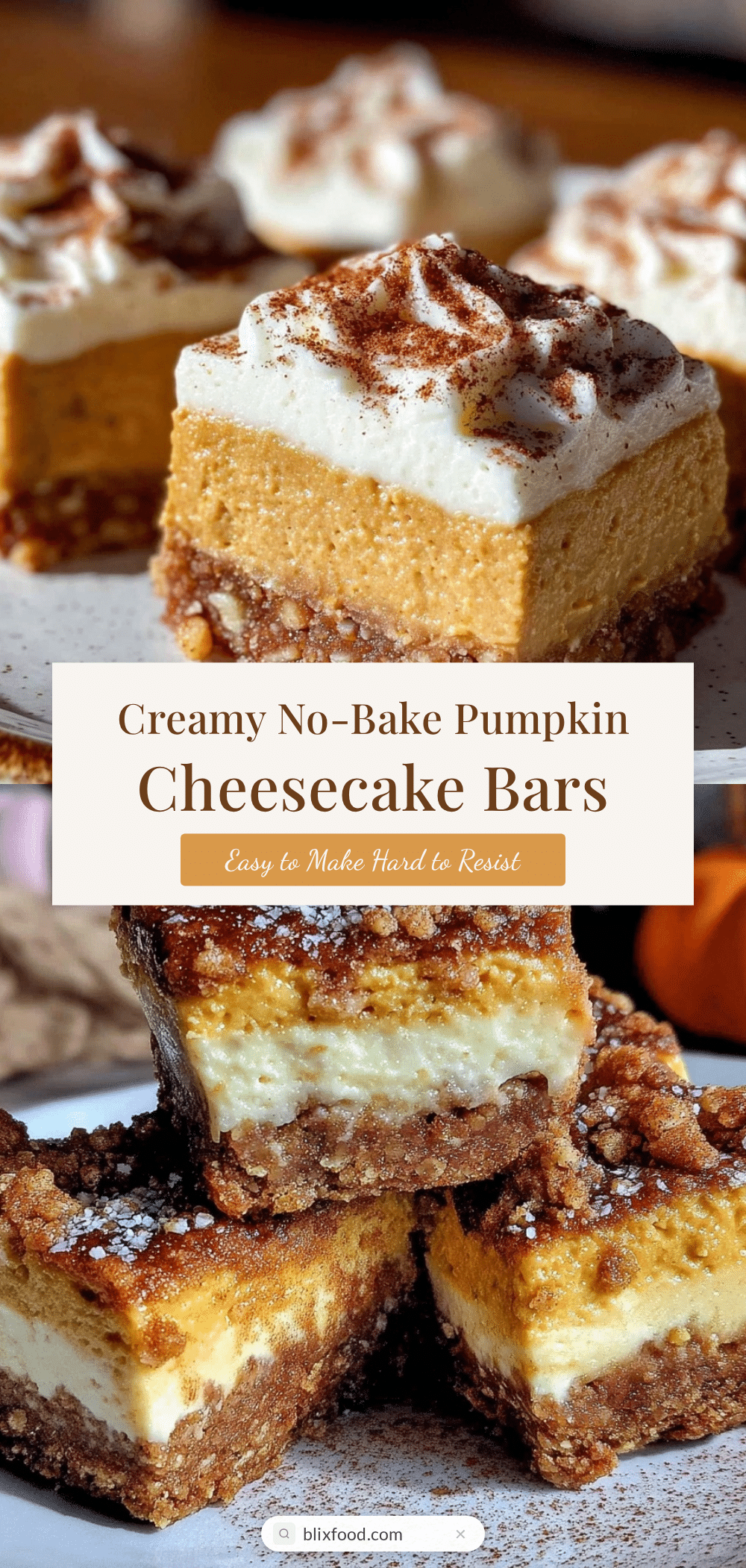 no-bake pumpkin cheesecake bars recipe