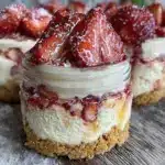 no-bake strawberry cheesecake jars - featured image