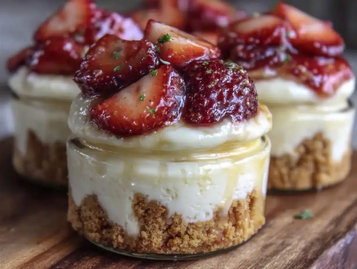 no-bake strawberry cheesecake jars preparation steps