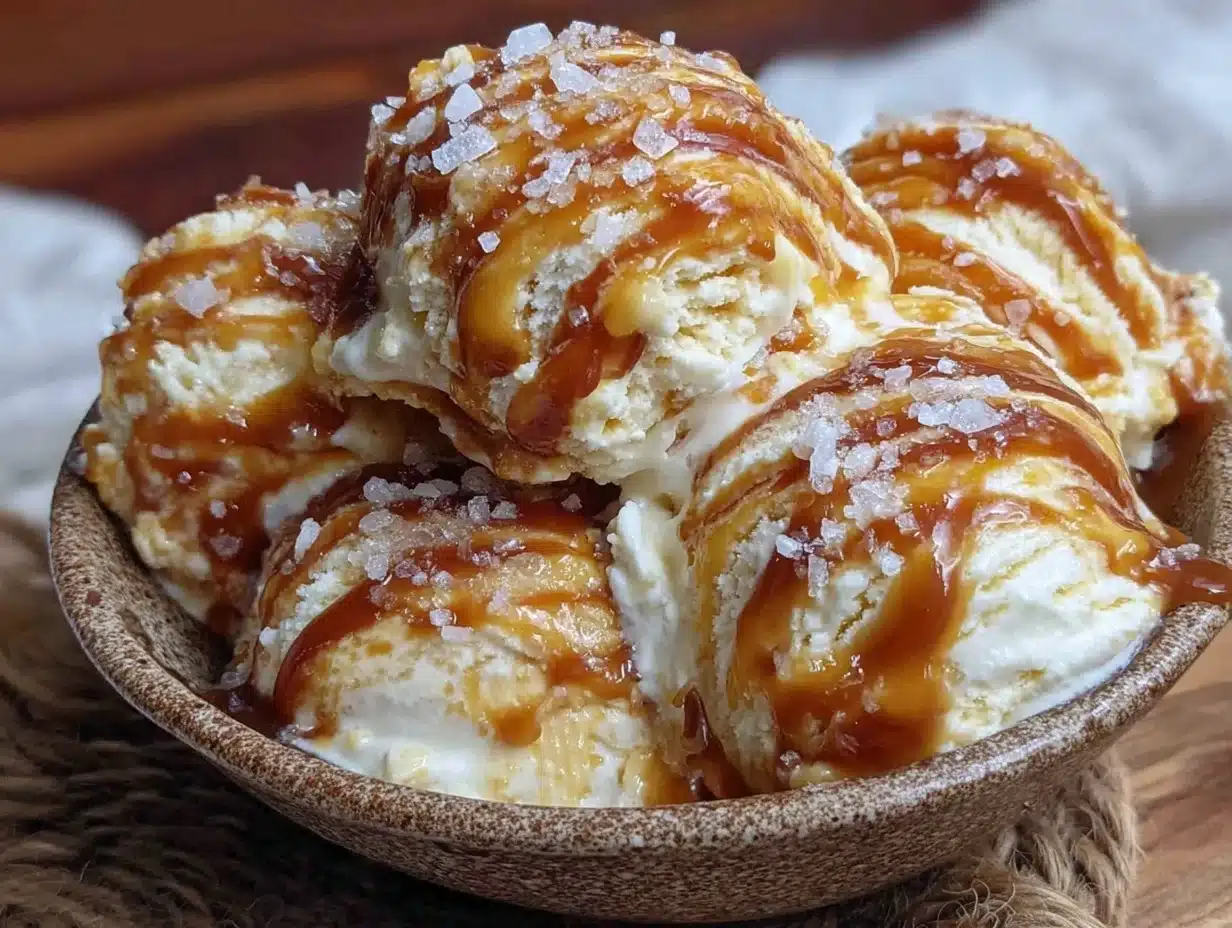 no-churn salted caramel swirl ice cream - featured image