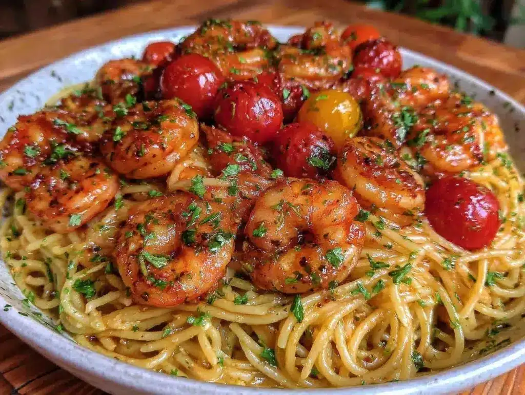 quick garlic butter shrimp pasta - featured image