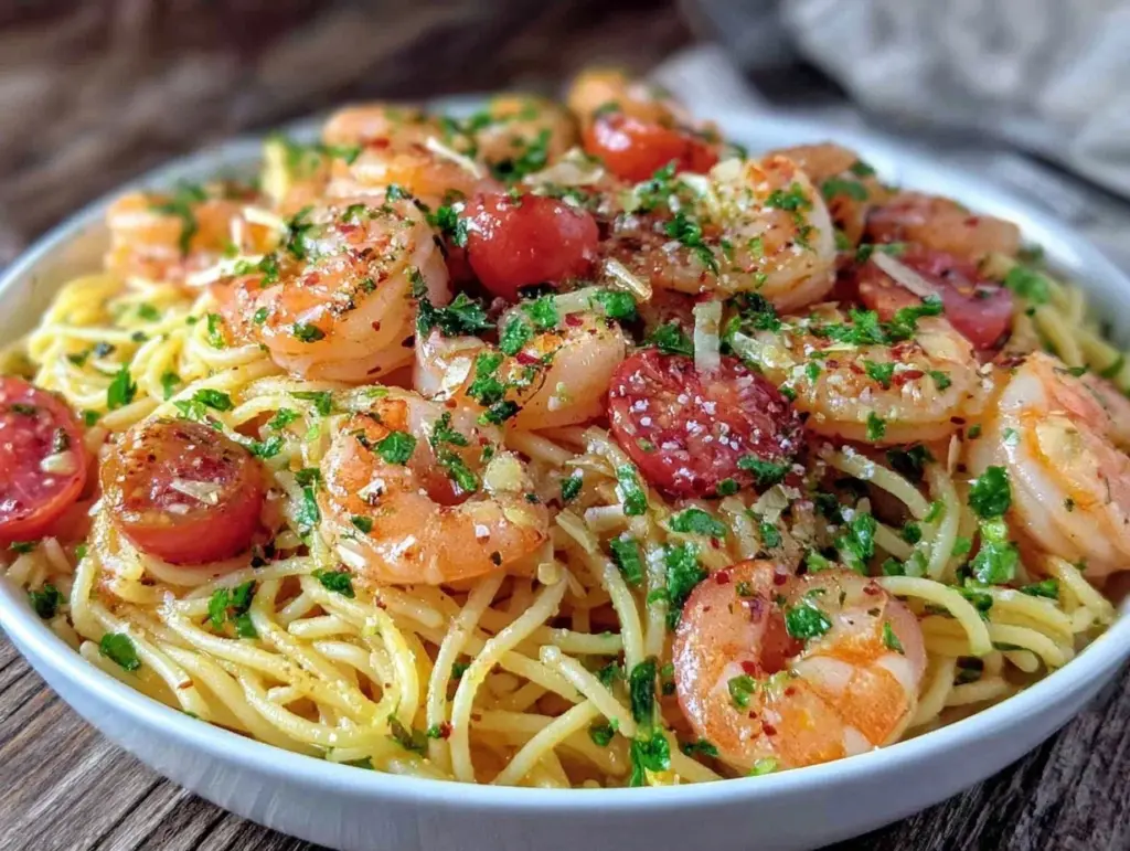 quick garlic butter shrimp pasta - featured image