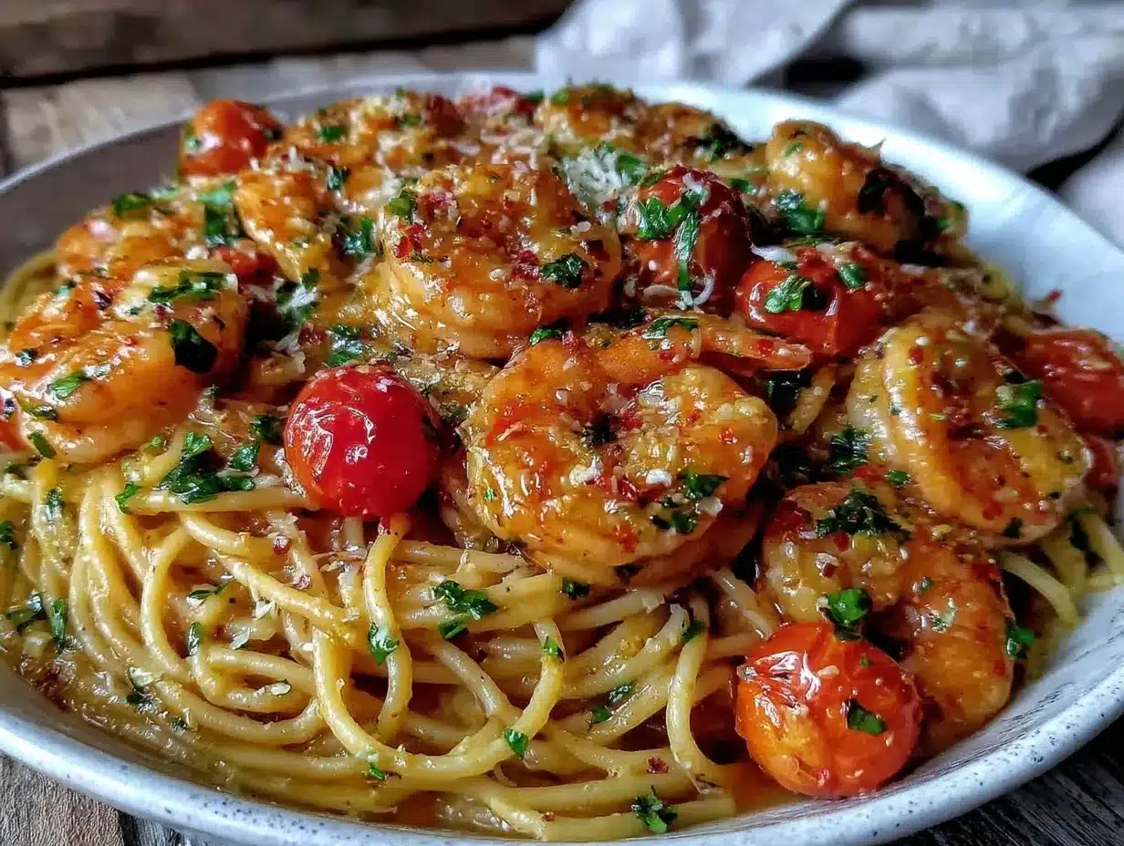 quick garlic butter shrimp pasta preparation steps