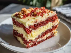 Red Velvet Cheesecake Flag Cake - featured image
