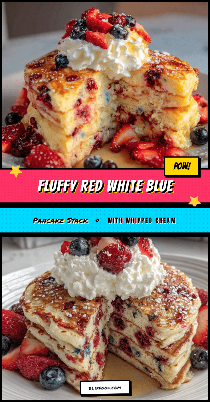 red white and blue pancake stack recipe