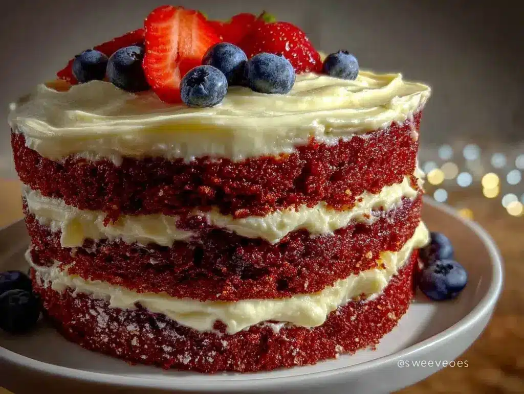 red white blue layer cake - featured image