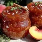 small batch peach bourbon jam - featured image