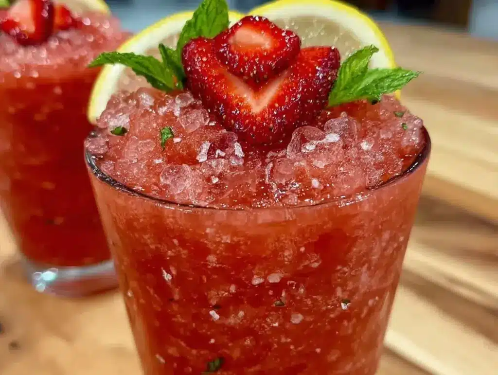 strawberry lemonade vodka slushies - featured image