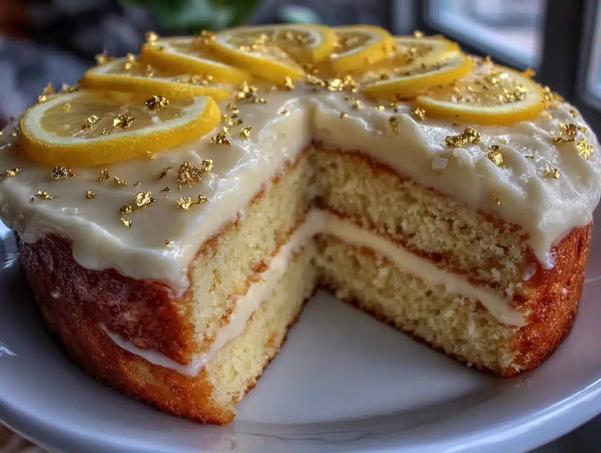 sunburst lemon layer cake - featured image