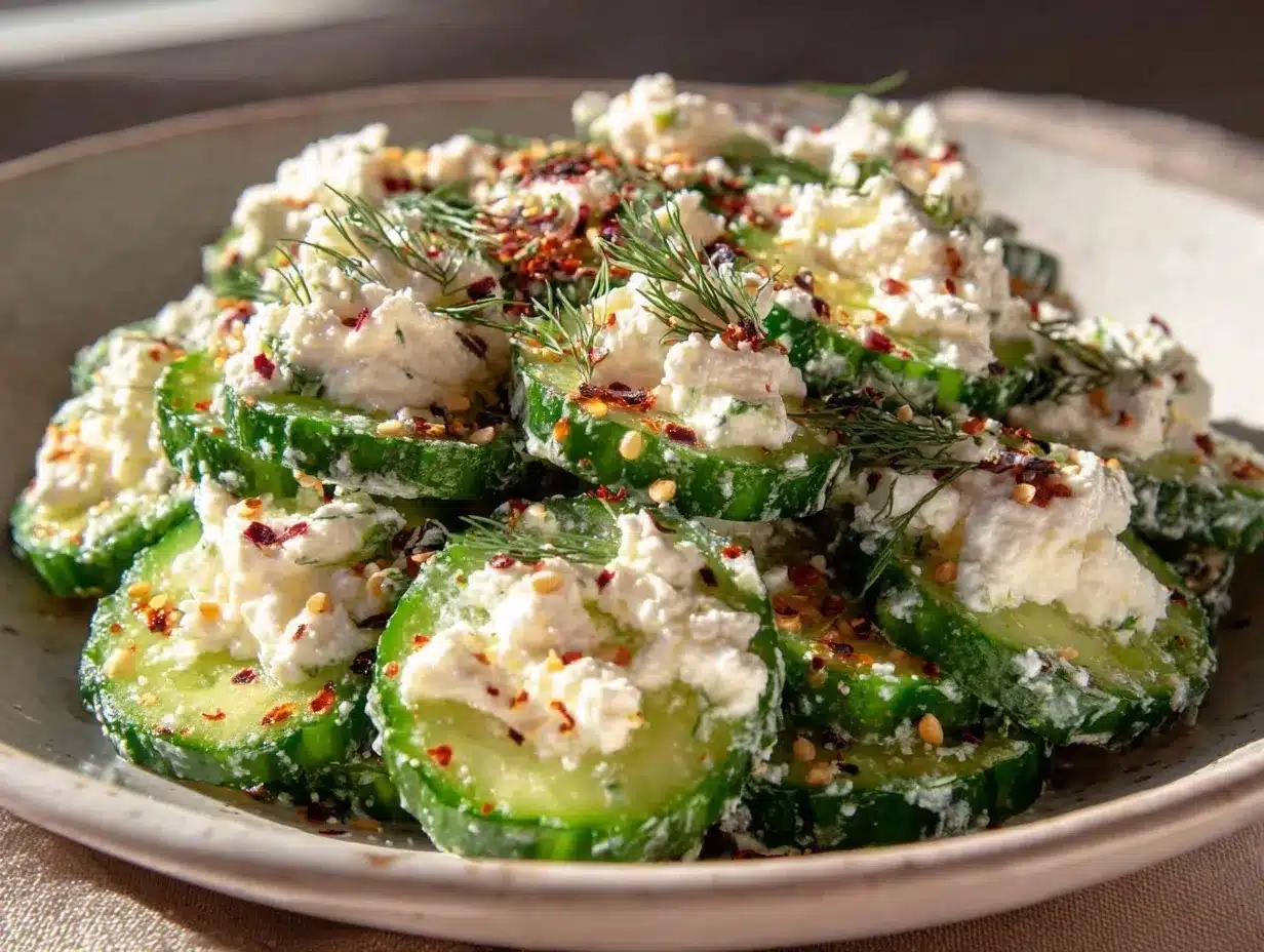 viral cucumber salad with cream cheese preparation steps
