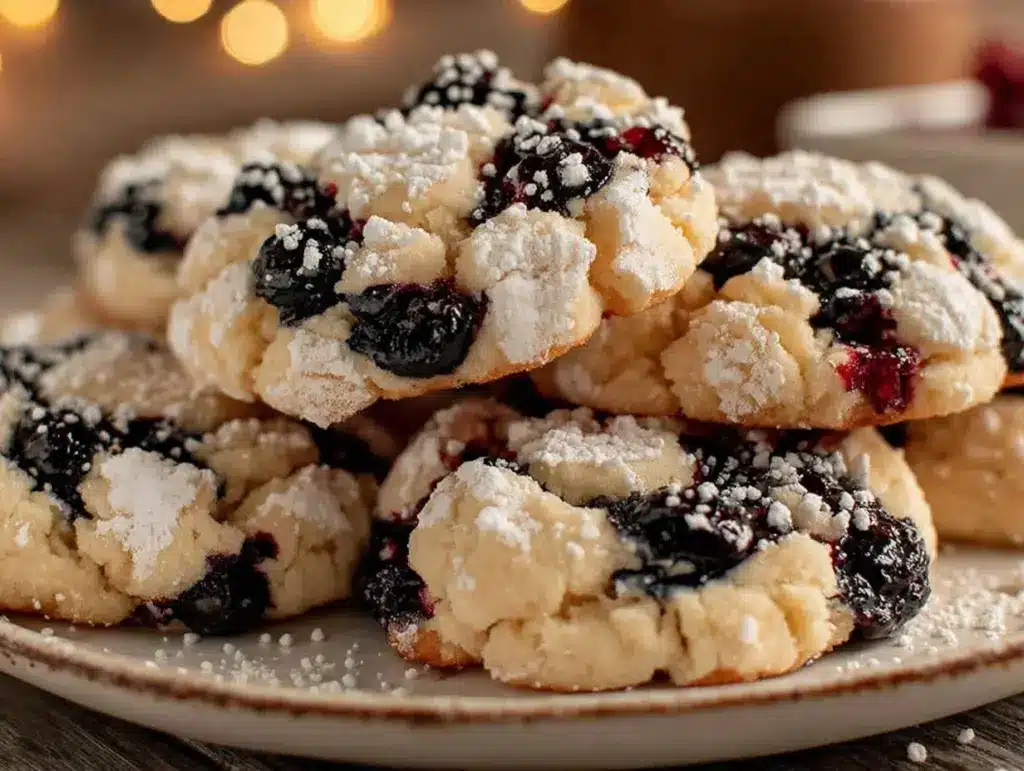 zesty lemon blueberry crinkle cookies - featured image