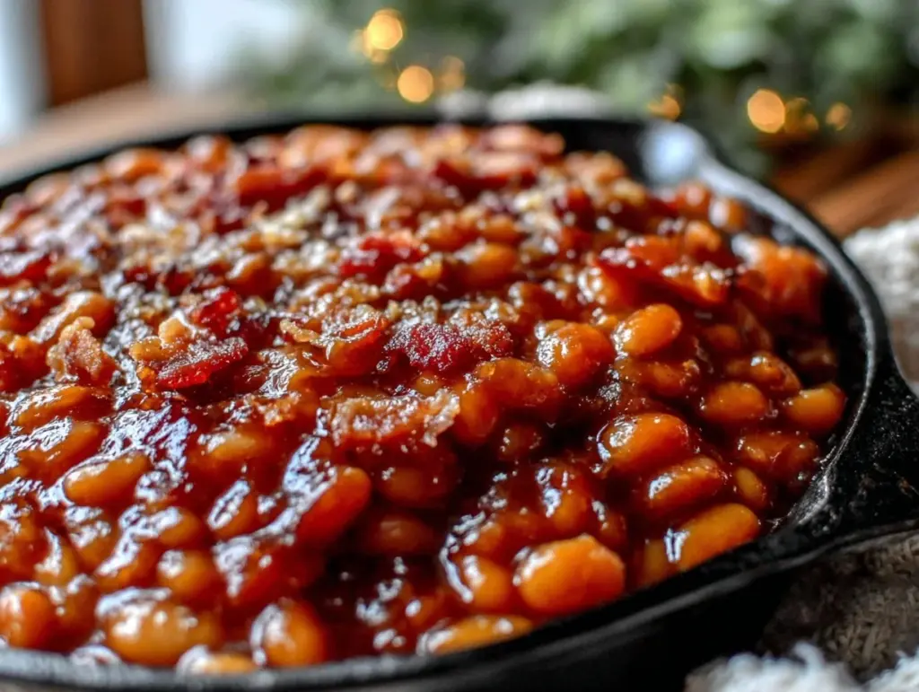bbq bourbon baked beans - featured image