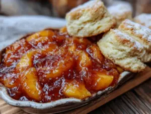 brown sugar peach cobbler - featured image