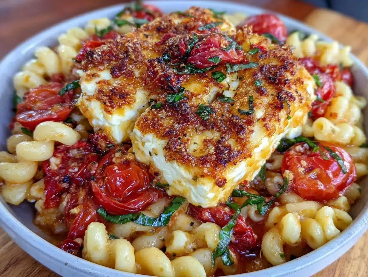 creamy baked feta pasta preparation steps