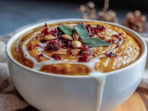 creamy cozy butternut squash and apple cider soup - featured image