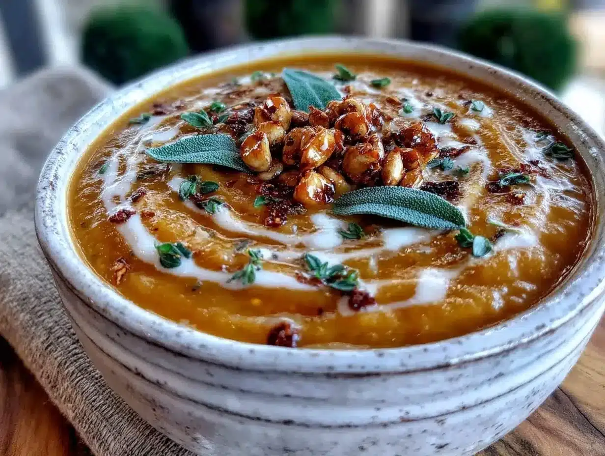 creamy cozy butternut squash and apple cider soup preparation steps