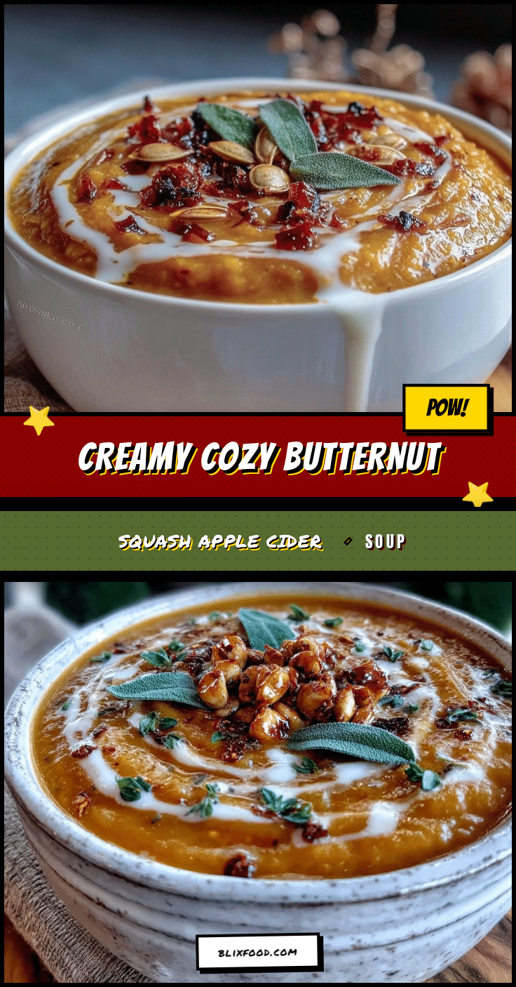 creamy cozy butternut squash and apple cider soup recipe