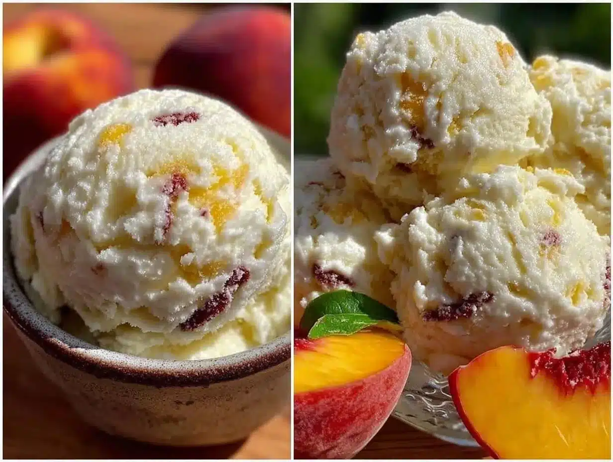 creamy fresh peach ice cream no-churn recipe preparation steps