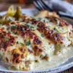 creamy green hatch chili chicken enchiladas - featured image