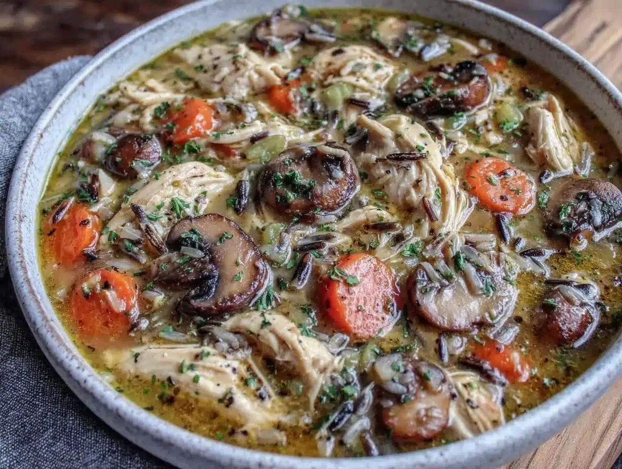 creamy one-pot chicken and wild rice soup preparation steps