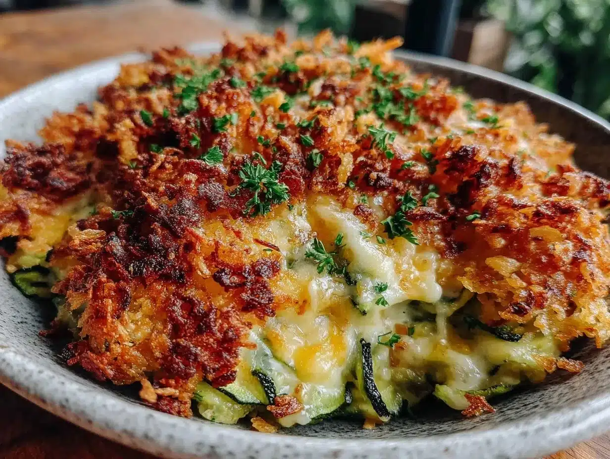 crispy cheesy shredded zucchini casserole preparation steps