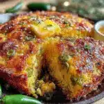 crispy roasted hatch green chili cornbread skillet - featured image