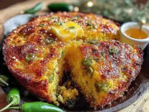 crispy roasted hatch green chili cornbread skillet - featured image