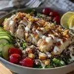 easy cold chicken caesar grain bowl - featured image