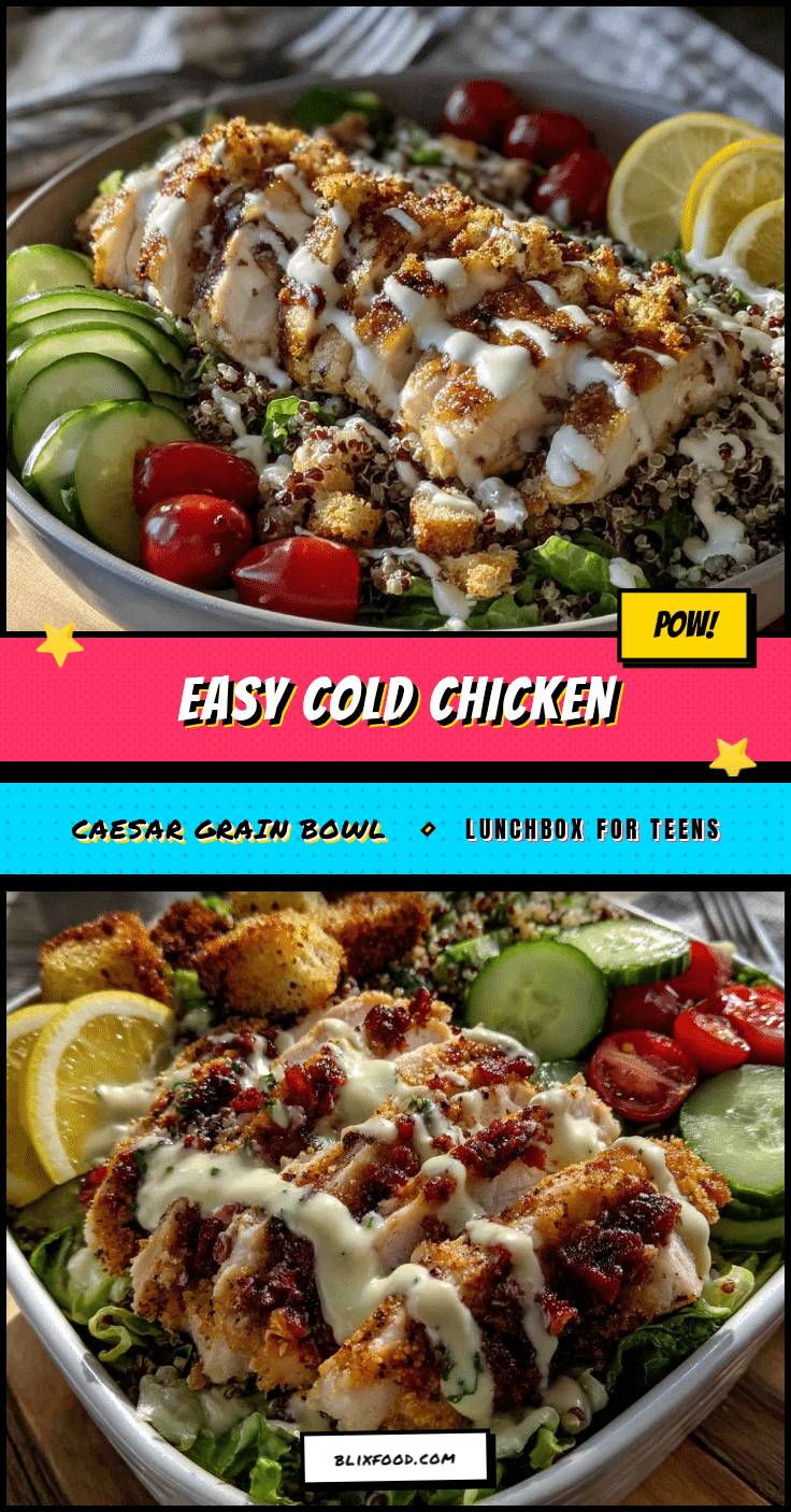 easy cold chicken caesar grain bowl recipe
